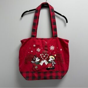 Disney Parks WDW Mickey Minnie Mouse Candy Cane Holiday Christmas Tote Bag